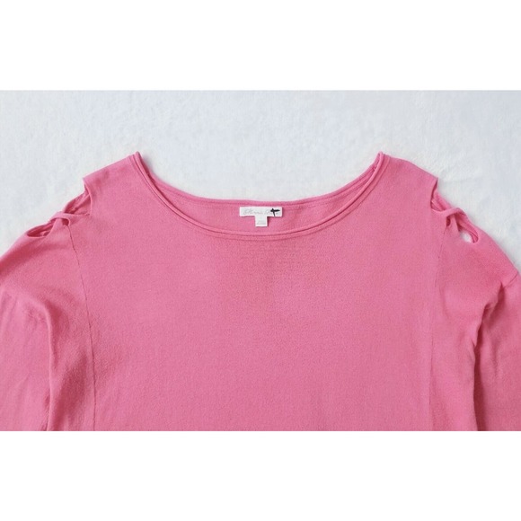 MINNIE ROSE "AIRY & LIGHT LUXE COTTON KNIT" COLD SHOULDER SWEATER TOP $136 L - Picture 6 of 8